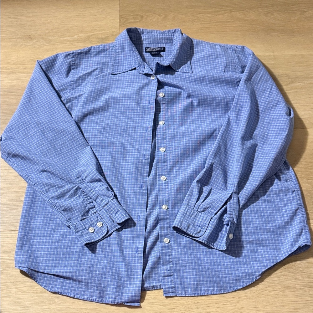 Blue Checkered Men's Shirt Baumwool Blend